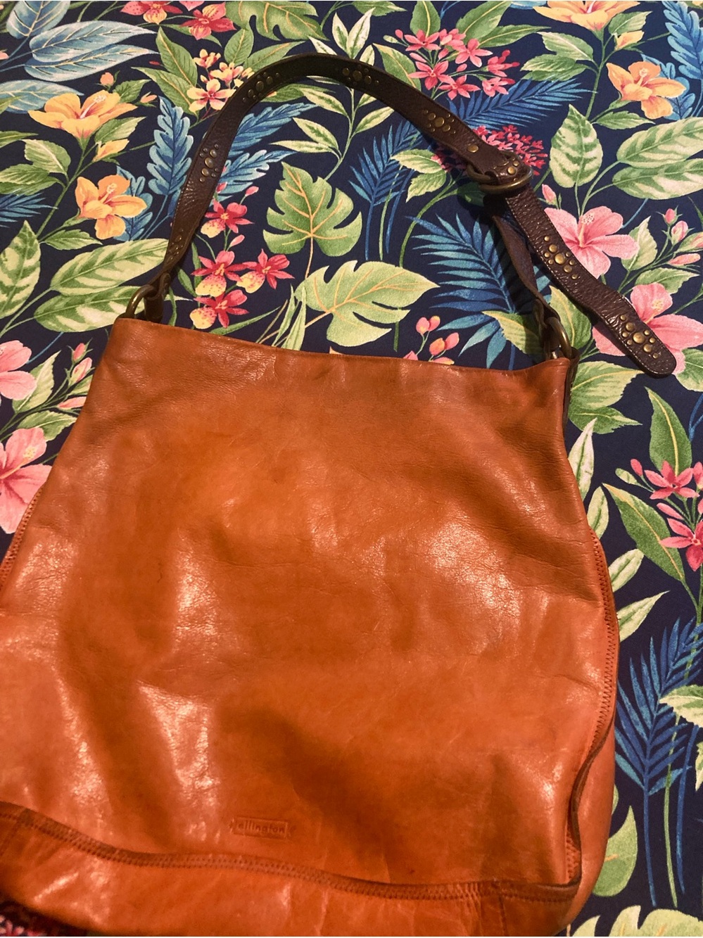 Ellington Rustic Cognac Leather Shoulder Tote